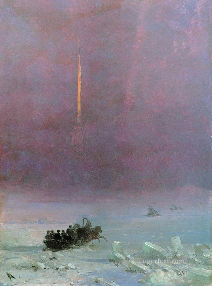 Ivan Aivazovsky st petersburg the ferry across the river 1870 Seascape Oil Paintings